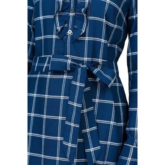 NWT Draper James Windowpane Ruffle Shirt Dress Size 6 - Picture 2 of 10